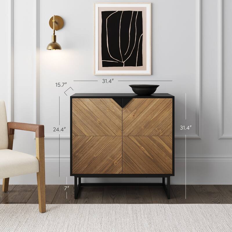 Nathan James Enloe Rustic Doors Metal Base Free Standing Modern Storage Cabinet for Entryway