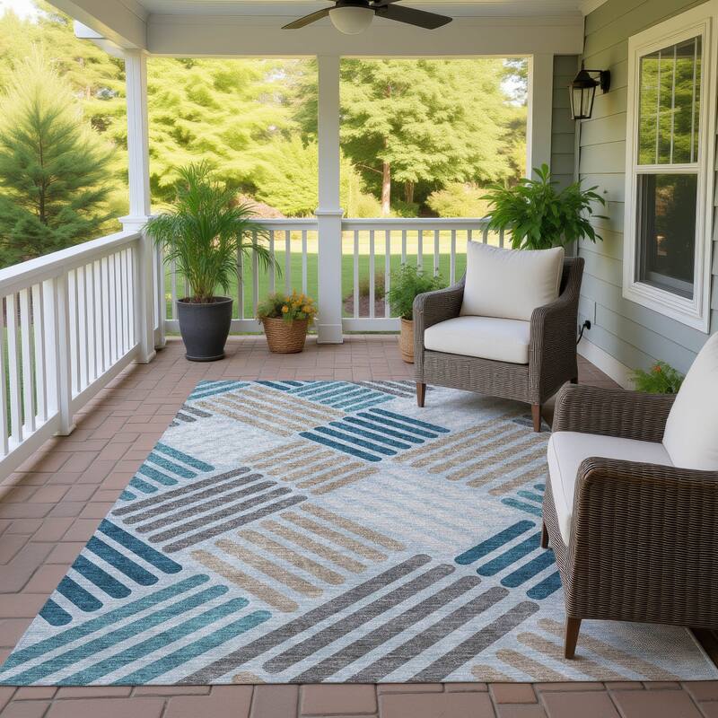 Machine Washable Indoor/ Outdoor Modern Weave Chantille Rug