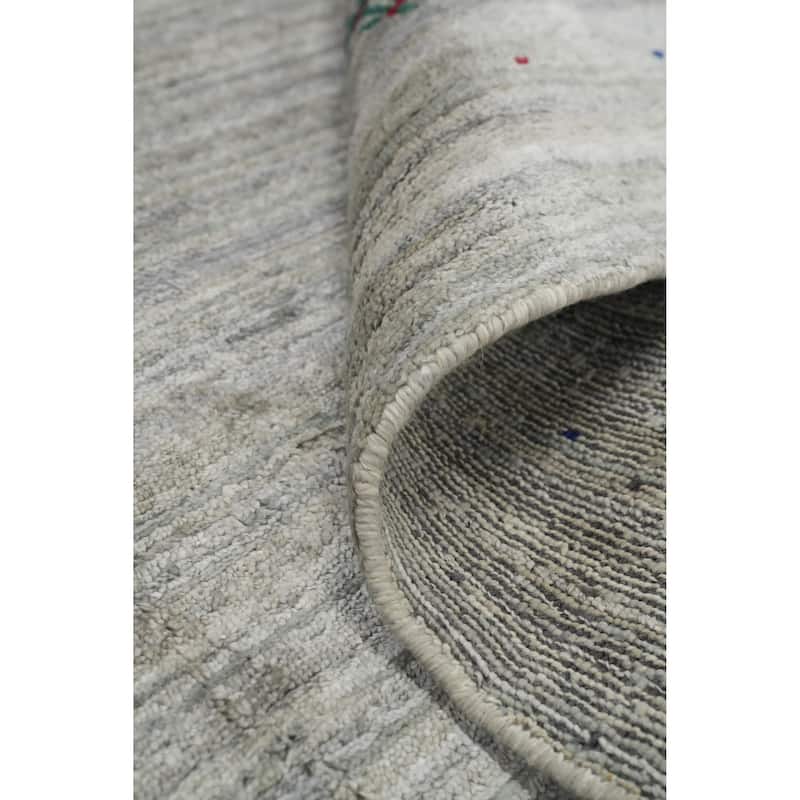 Hand Knotted Oriental Viscose Silk Carpet Tribal Animal Pictorial Greys & Charcoal Gabbeh Area Rug - 11' 10'' X 10' 2''