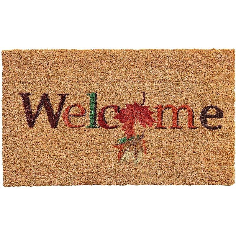 HomeRoots 24" X 36" Natural And Brown Fall Welcome Outdoor Coir Door Mat - 24.00' X '36.00