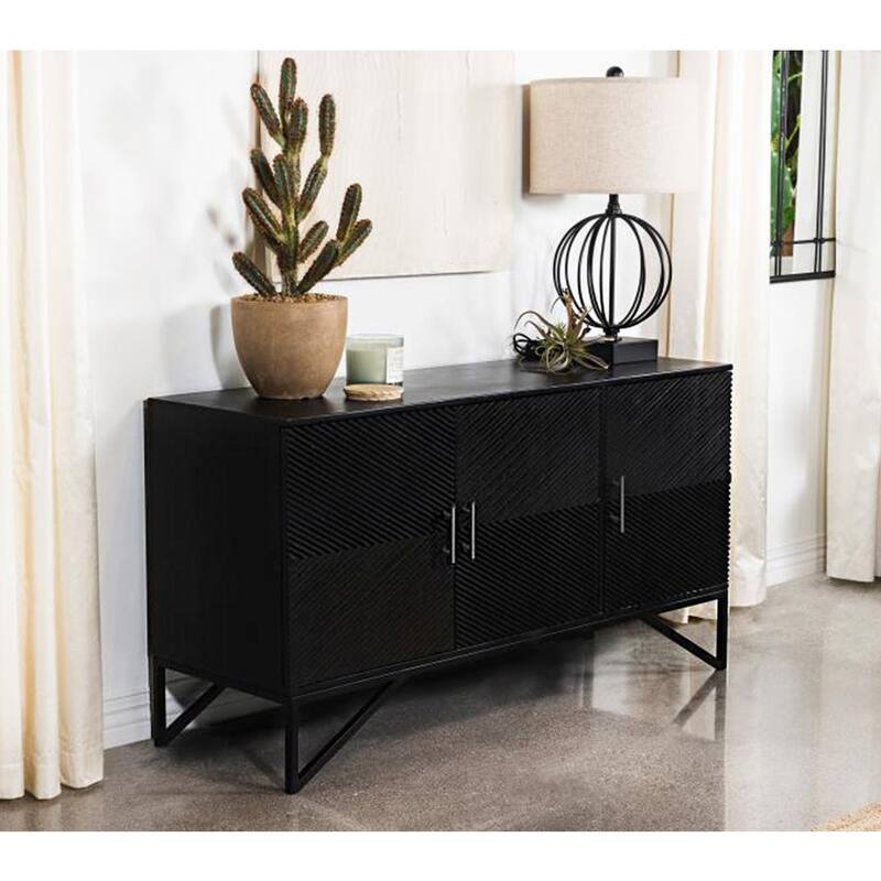 Accent Cabinet with Metal Frame in Black