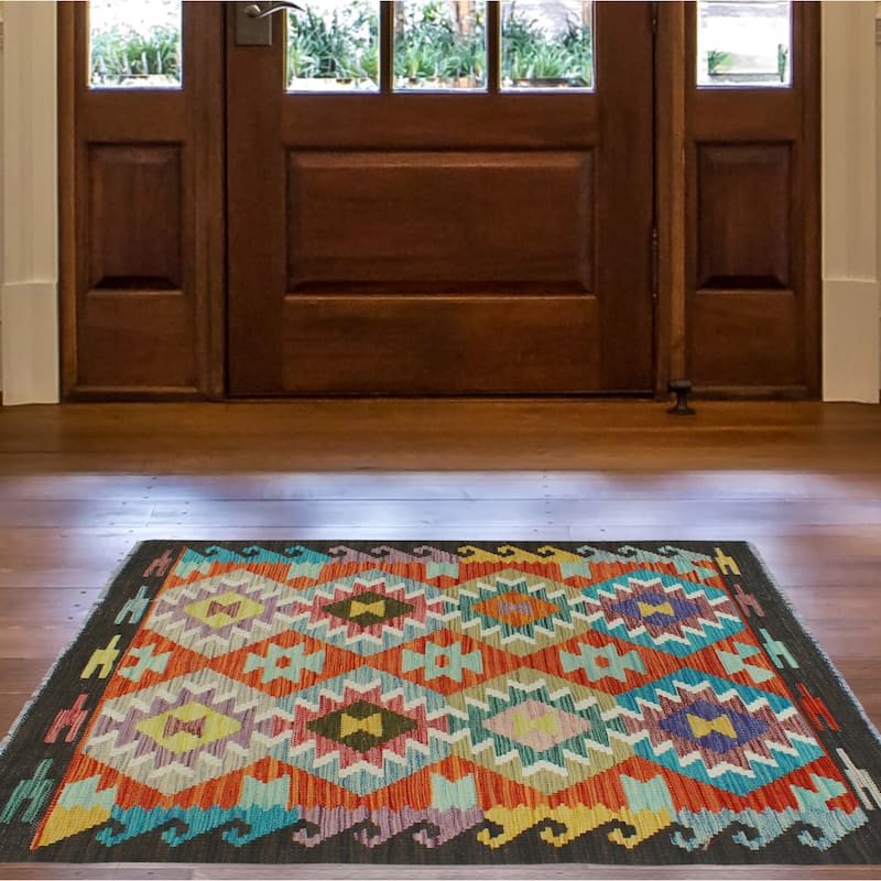 Flatweave Doniyor Charcoal/Rust Runner - 2'8" x 4'3"