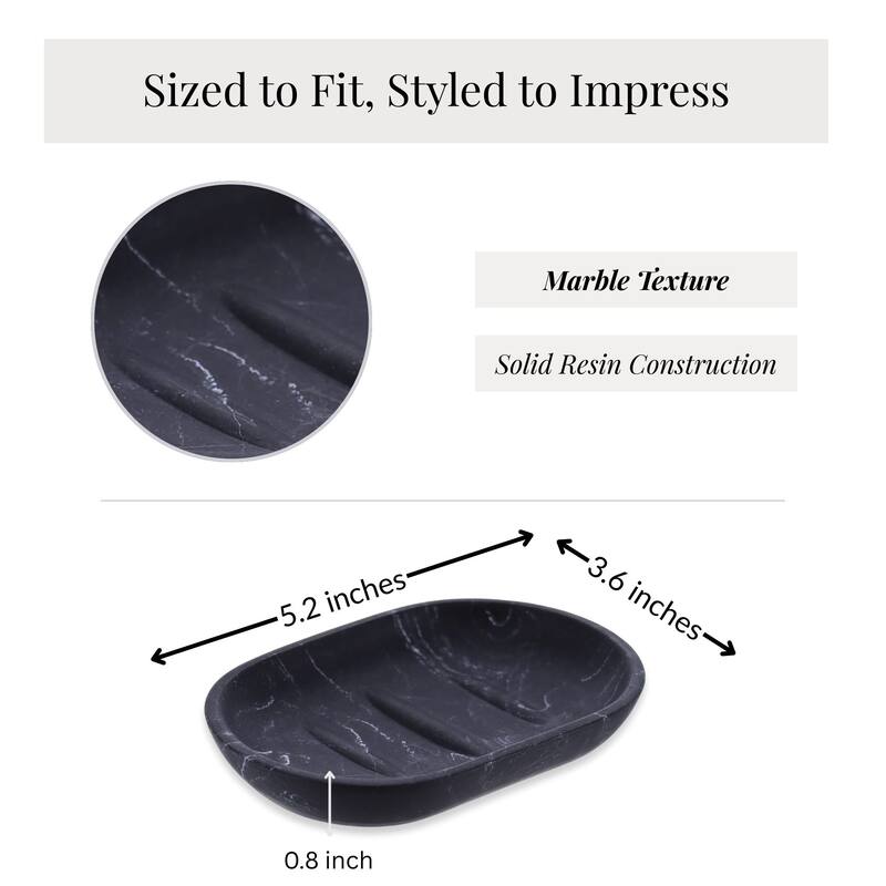 Marble Resin Hand Soap Dish - 5.2 L x 3.6 W x 0.8 H