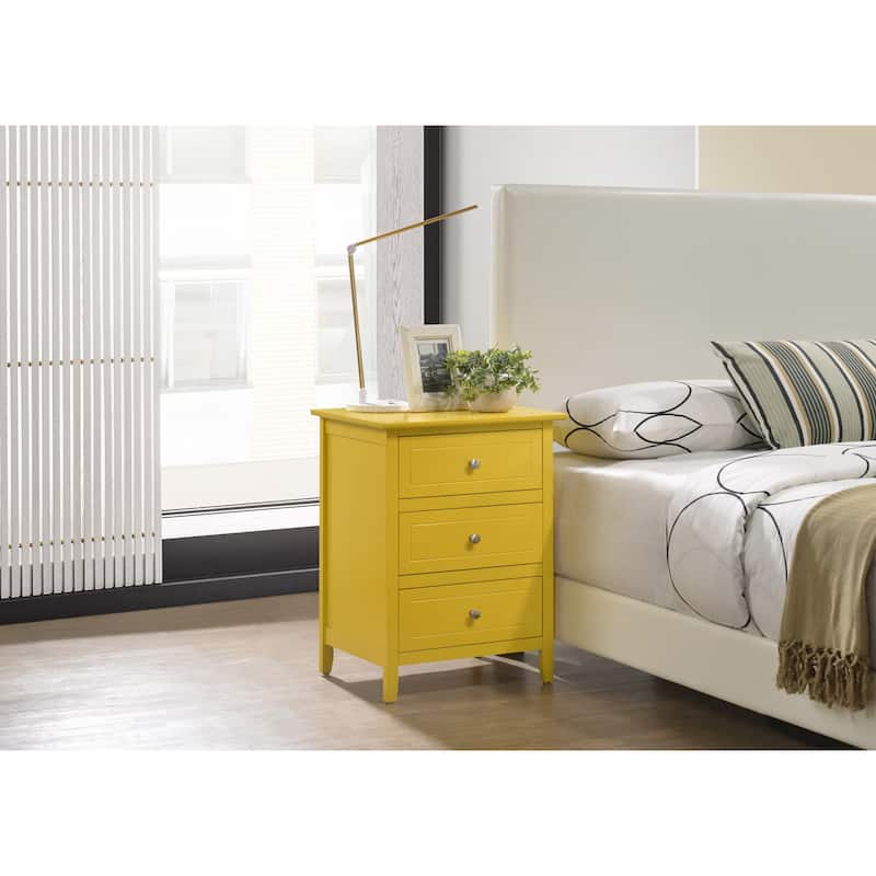 Bedroom Furniture Yellow Nightstand with 3 Draw