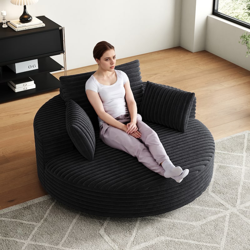 55 Inch Corduroy 360 Degree Swivel Sofa Chair for Living Room