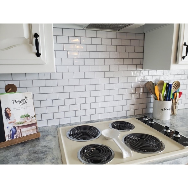 Peel and stick subway shop tile black grout