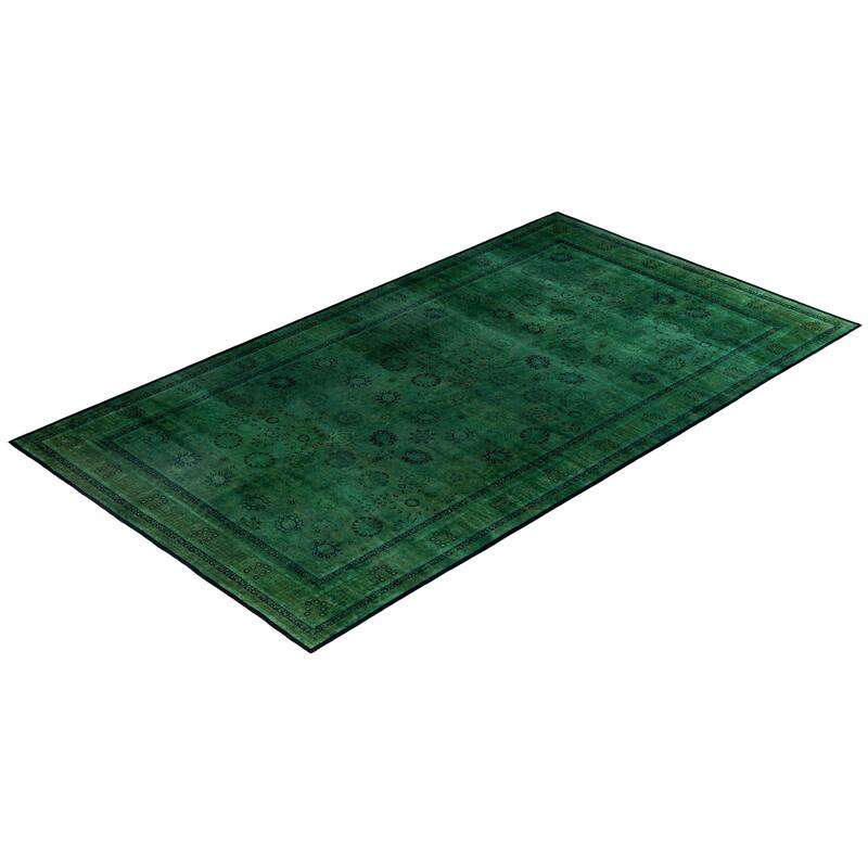 Overdyed One-of-a-Kind Hand-Knotted Area Rug - Green - 8' 2" x 14' 6"
