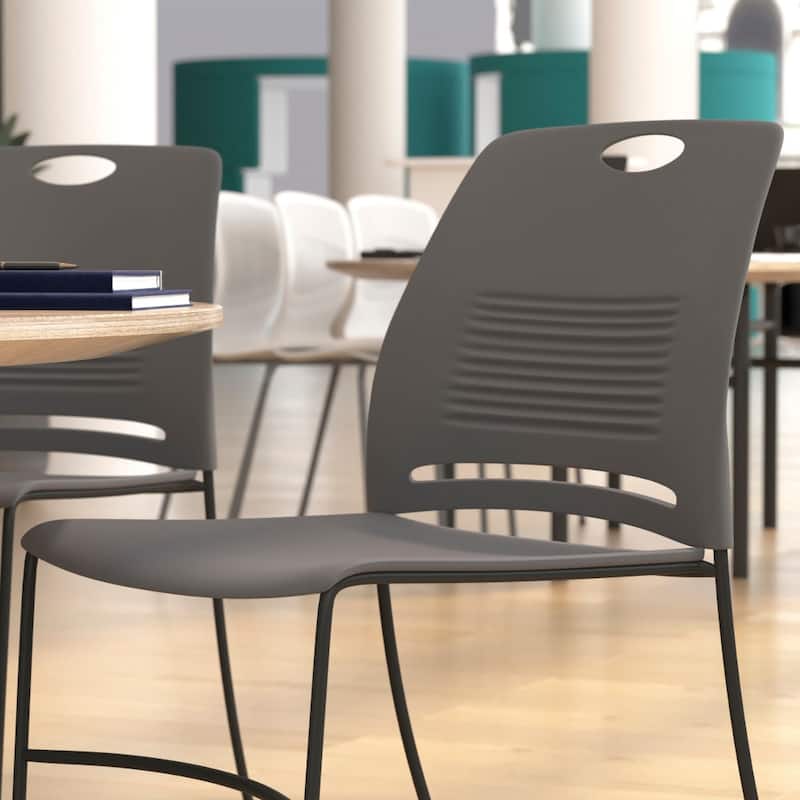 Commercial 660 LB. Capacity Plastic Steel Sled Base Stack Chairs - 5 Pack