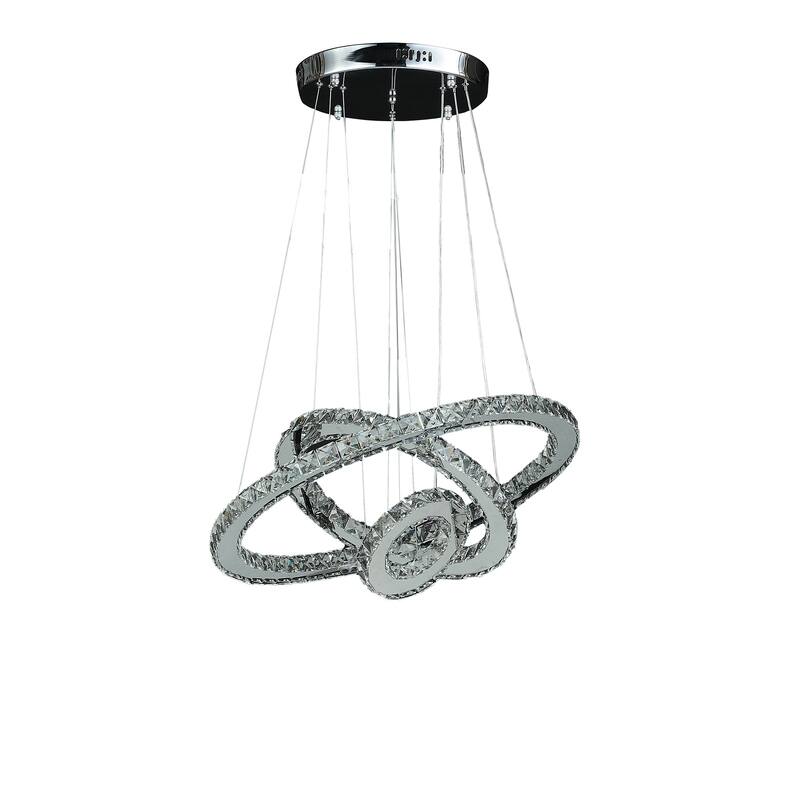 Adjustable Eira Triple Hoop Modern Crystal LED Dimmer Chandelier