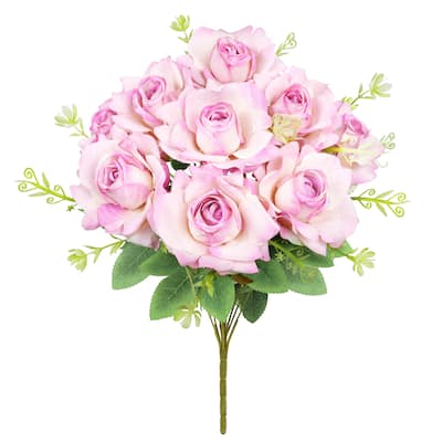 Set of 2 Dusty Mauve Artificial Gardenia Rose Flower Stem Bush Bouquet 17in - 17" L x 11" W x 11" DP
