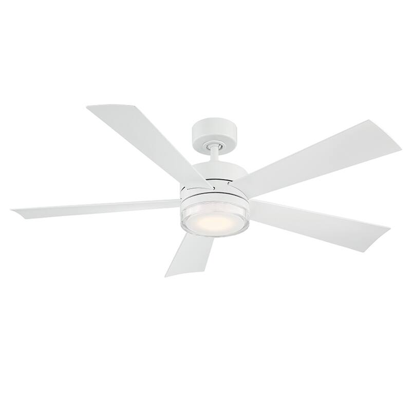 Wynd 52 Inch Five Blade Indoor / Outdoor Smart Ceiling Fan with Six Speed DC Motor and LED Light.