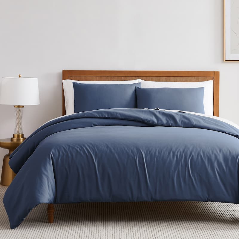 Vilano Series Ultra Soft 3-piece Duvet Cover Set - Dark Blue - Twin - Twin XL
