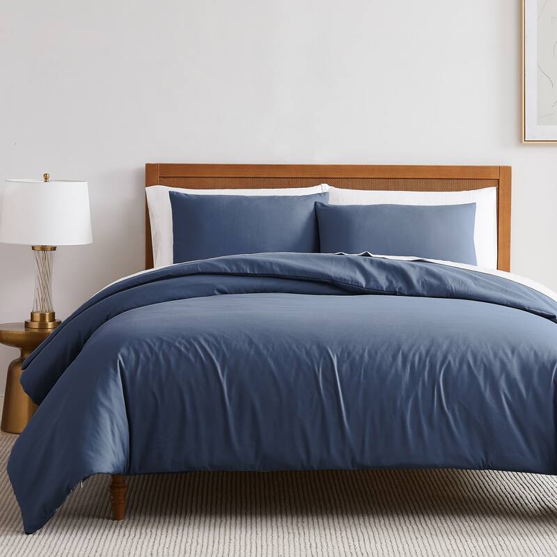 Vilano Series Ultra Soft 3-piece Duvet Cover Set - Dark Blue - King - Cal King