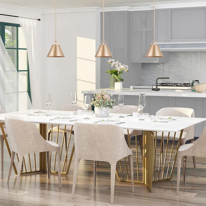 Modern Gold 1-Light Pendant Light for Kitchen Island Dining Room - D 8" x H 69.5"