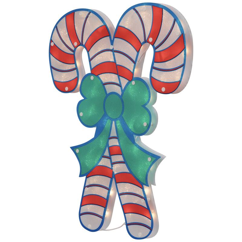 18.5" Lighted Double Candy Cane Christmas Window Silhouette
