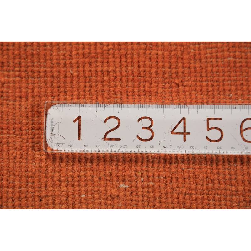 Orange Gabbeh Modern Rug Handmade Oriental Solid Wool Carpet - 3'10" x 5'9"