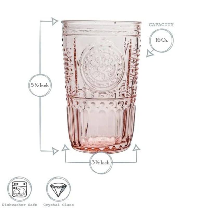 Bormioli Rocco Set of 6 Romantic Cooler Drinking Glasses - 16 oz.
