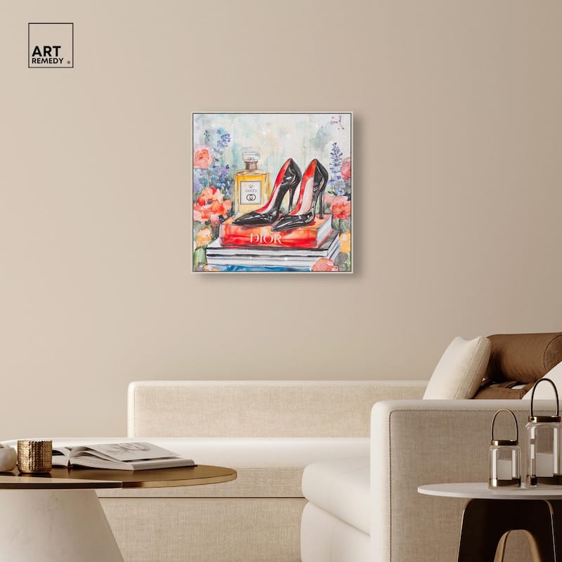 Lovely Garden Books and Heels Canvas by Art Remedy