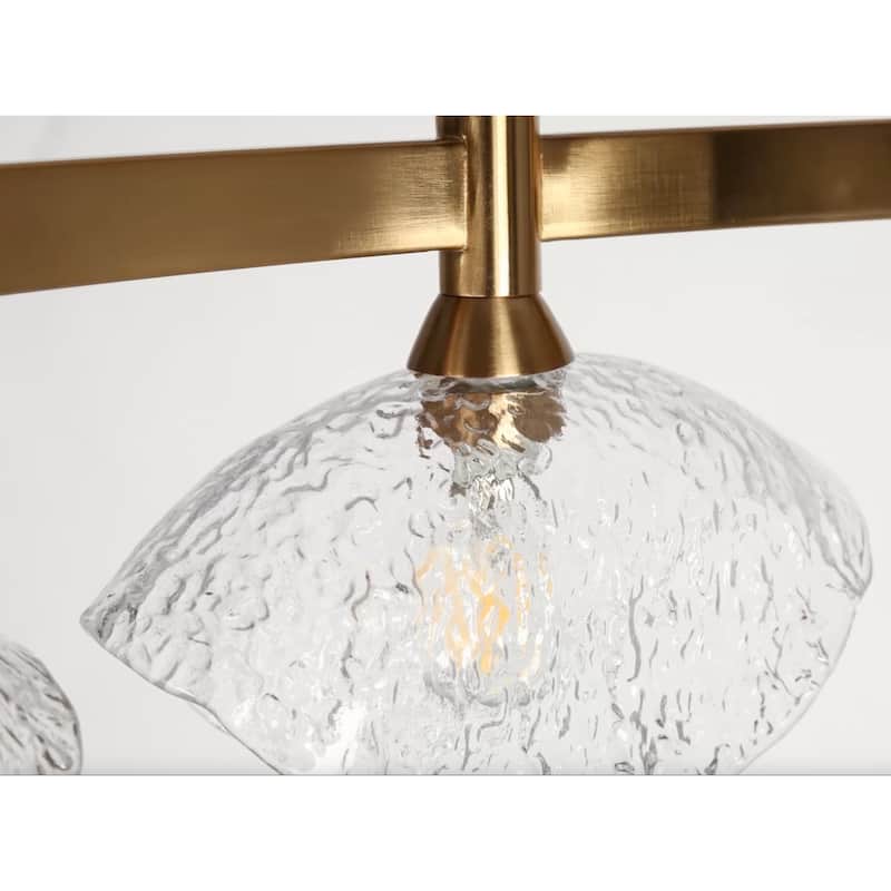 Modern Gold 5-Light Linear Chandelier Glass Island Pendant for Kitchen Island - 44.5" W x 7" H x 8.3" D