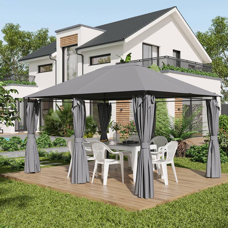10' x 13' Outdoor Patio Gazebo with 6 Removable Sidewalls