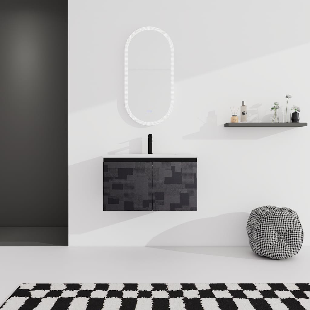 30"Floating Wall-Mounted Bathroom Vanity With Ceramics Sink & Soft-Close Cabinet Door