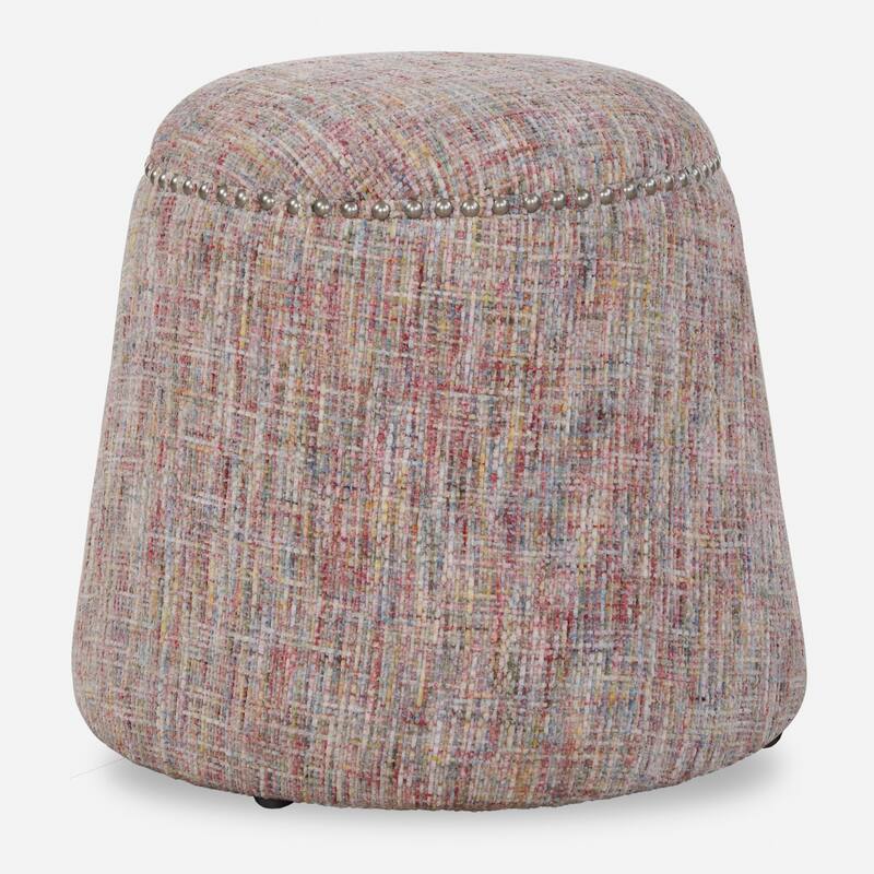 Confetti Chenille Plush Pouf Ottoman - 18.5" - Multicolor