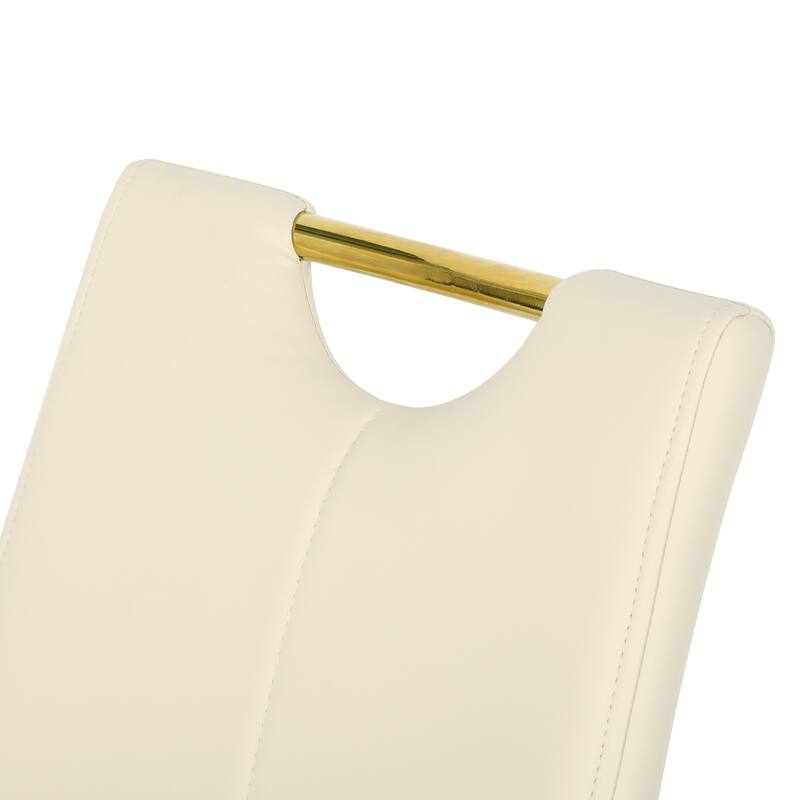 Modern PU Dining Chair, Living Room Chair, Upholstered Chair, Gold Metal Chair Leg Design, Kitchen (Set Of 4)