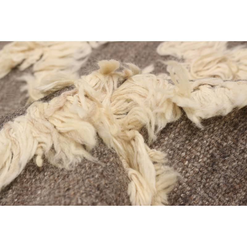 ECARPETGALLERY Flat-Weave Marrakech Cream Wool Kilim - 6'9 x 9'8