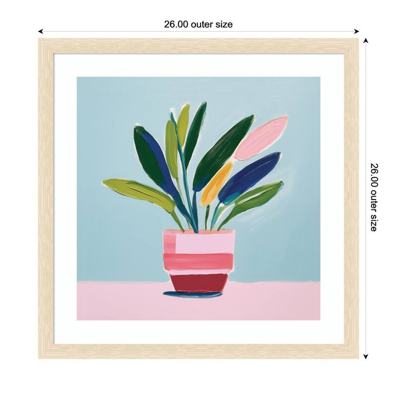 Kate and Laurel Framed Art Playful Potted Plant Still Life by The Creative Bunch Studio