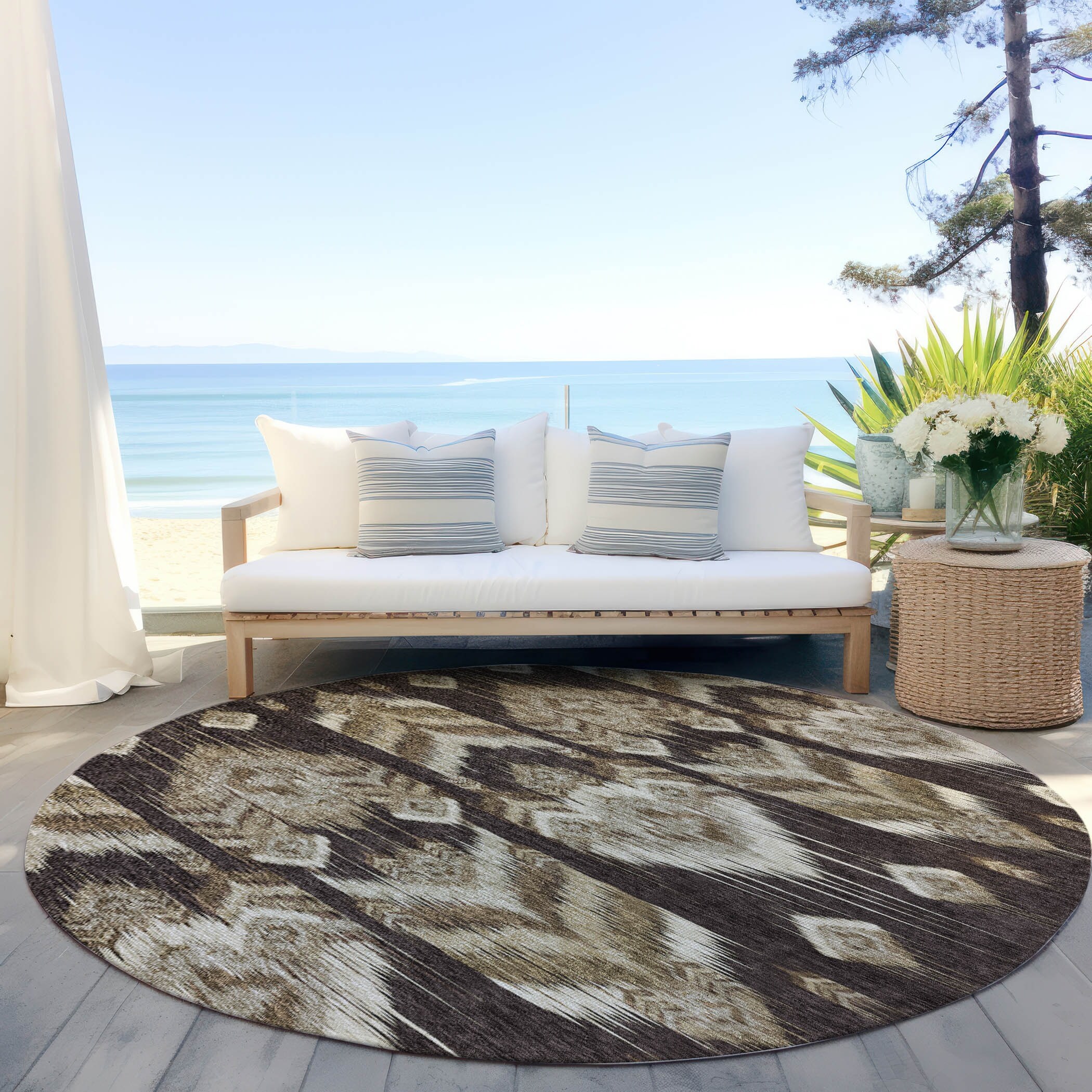Machine Washable Indoor/ Outdoor Chantille Abstract Boho Rug