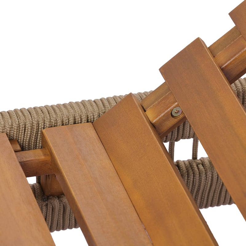 Christopher Knight Home - Delacroix Acacia Wood Outdoor Chaise Lounge with with Adjustable Backrest, Handwoven Rope Accents