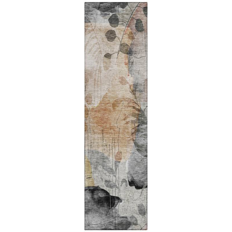 Machine Washable Indoor/ Outdoor Chantille Abstract Floral Rug