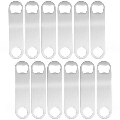 12-Pack Stainless Steel Flat Bottle Opener Bulk Set for Bartender, Bar Supplies for Restaurant, Kitchen (4.8x1.2 in)