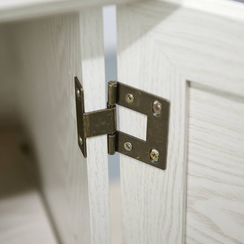 Anmytek 2 Door Acrylic Mirrored Sideboard Cabinet White Wood Grain