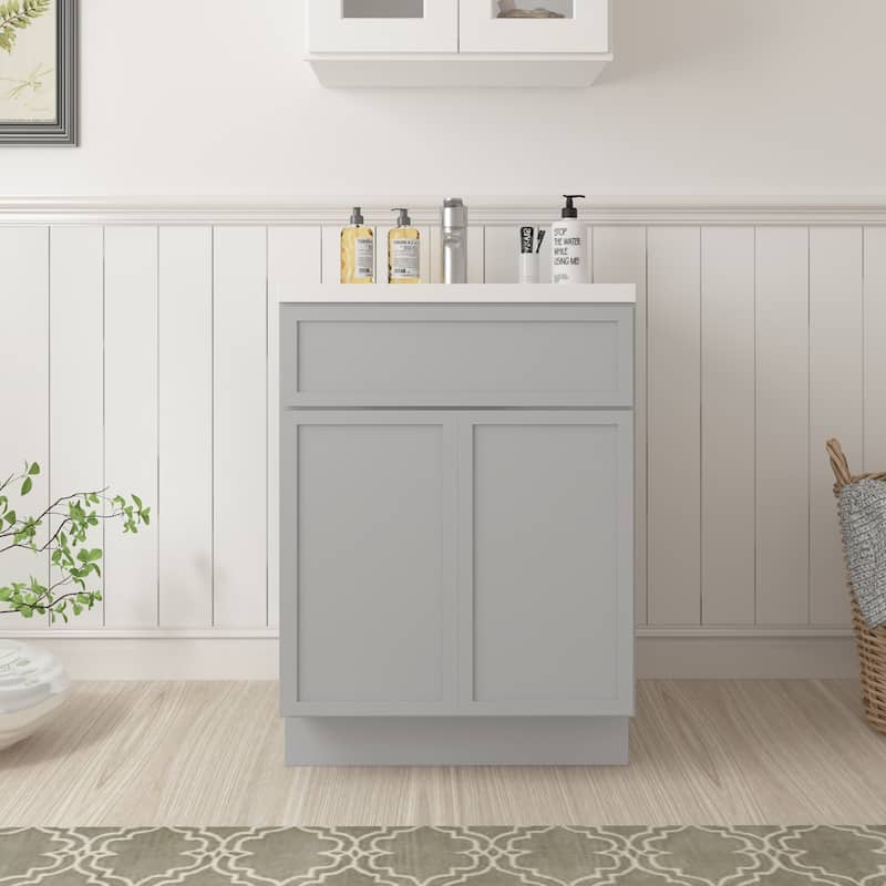 Vanity Art 24" Freestanding Single Base Storage Cabinet with Soft Close Doors - Gray