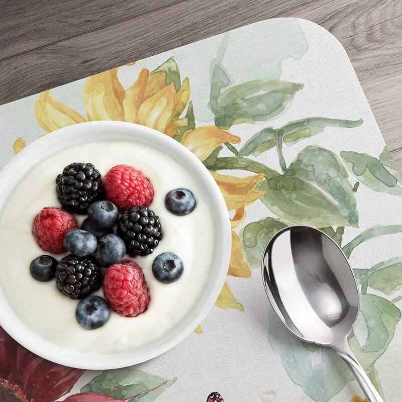 Reversible Wipe Clean Plastic Placemats - Sunflower Splendor -Set of 4