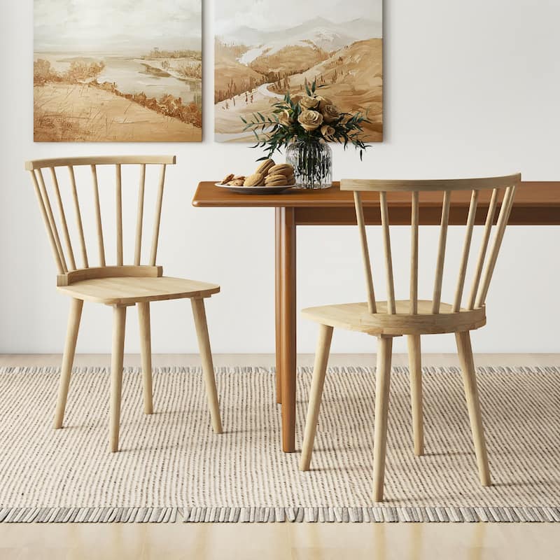 Gymax 4 PCS Dining Chair Windsor High Spindle Back Wood Kitchen Chairs