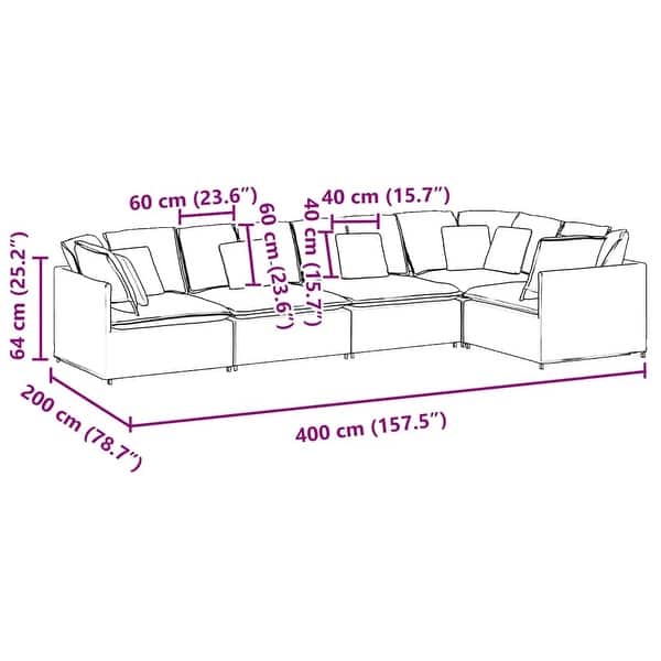 vidaXL Modular Sofa Dark Grey - 157.5 x 78.7 x 25.2