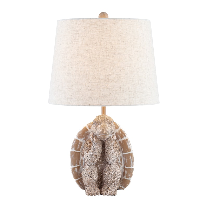 19.5" Brown Textured Resin Turtle Table Lamp - 12" x 12" x 19.5"