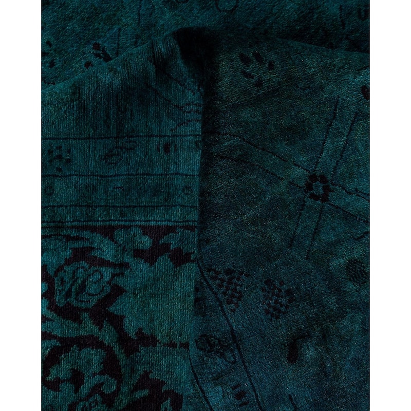 Overdyed, One-of-a-Kind Hand-Knotted Area Rug - Green - 7' 10" x 10' 1"