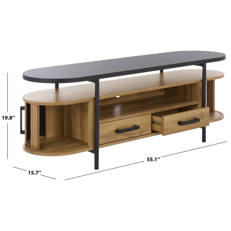 SAFAVIEH Home Etka 2-Drawer Tambour Door Media Stand - 55"W x 16"D x 20"H