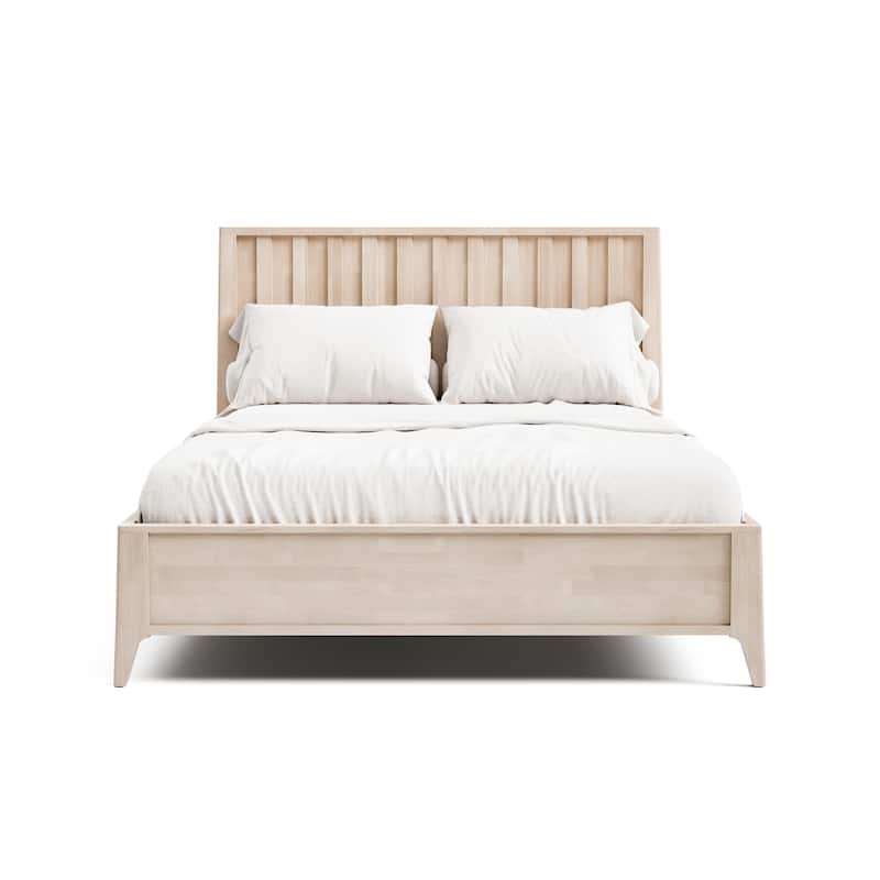 Furniture of America Seren Mid-Century Modern 3-Piece Off-White Queen Solid Wood Platform Bedroom Set