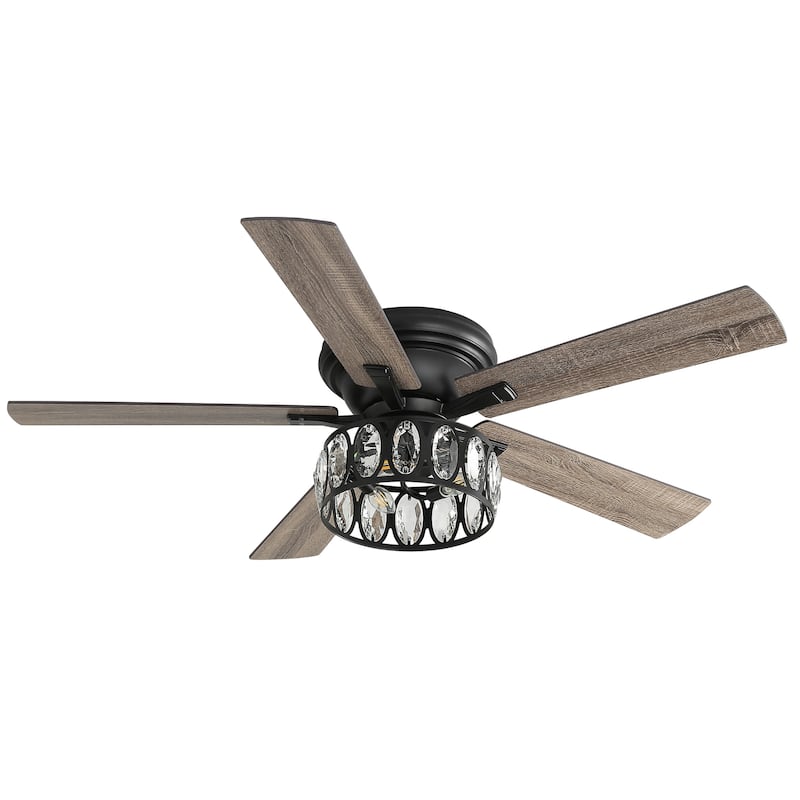 52-inch Indoor Matte Black Farmhouse Ceiling Fan with Remote