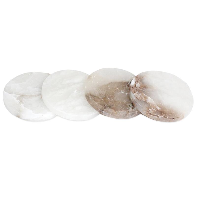 Set of 4 Alabaster Coasters - White