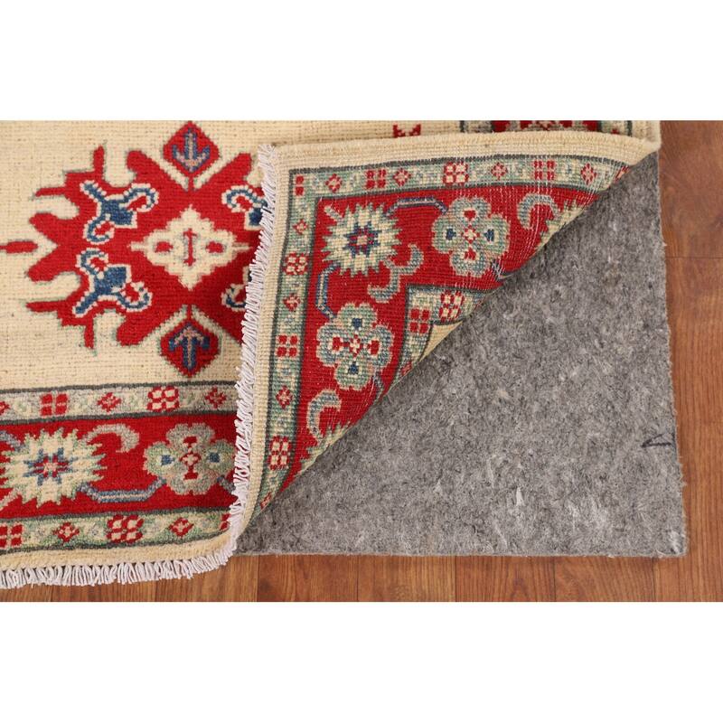 Kazak Foyer Rug Hand-Knotted Traditional Beige Wool Carpet - 2'10" x 3'10"