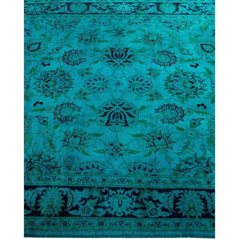 Overton Hand Knotted Wool Vintage Inspired Modern Contemporary Overdyed Blue Area Rug - 4' 2" x 6' 4"