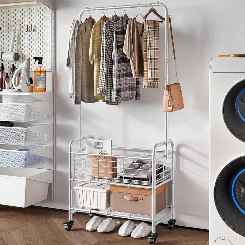 Laundry Basket with Wheels Rolling - 16.55"D x 26"W x 70.25"H