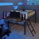 preview thumbnail 21 of 34, Twin Size Metal Loft Bed with Rectangular Desk, LED lights, Storage Shelves and Hanging Storage Compartments