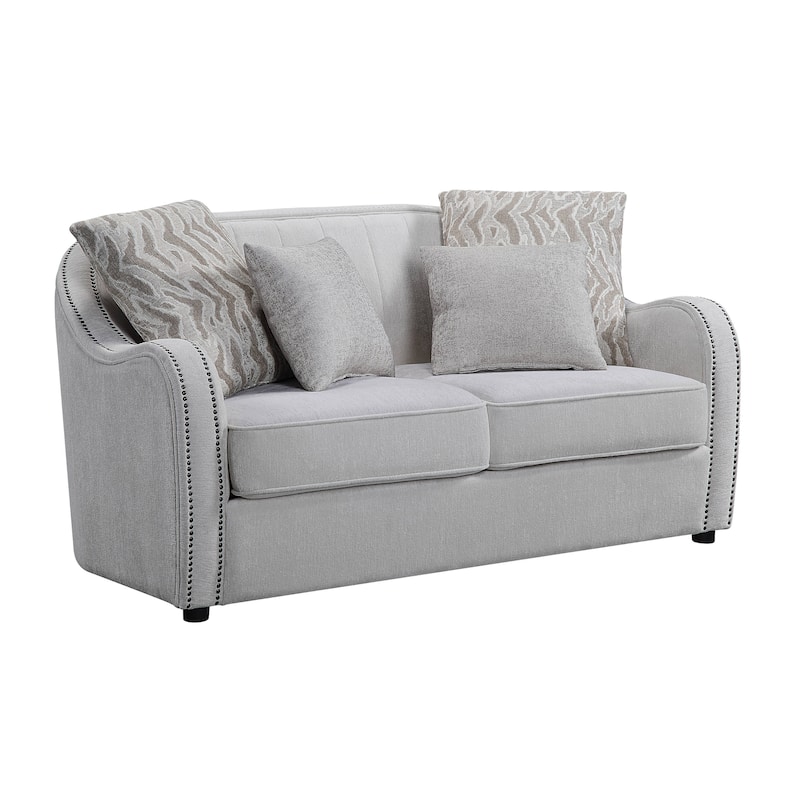 Davidov Beige Loveseat with Nailhead Trim