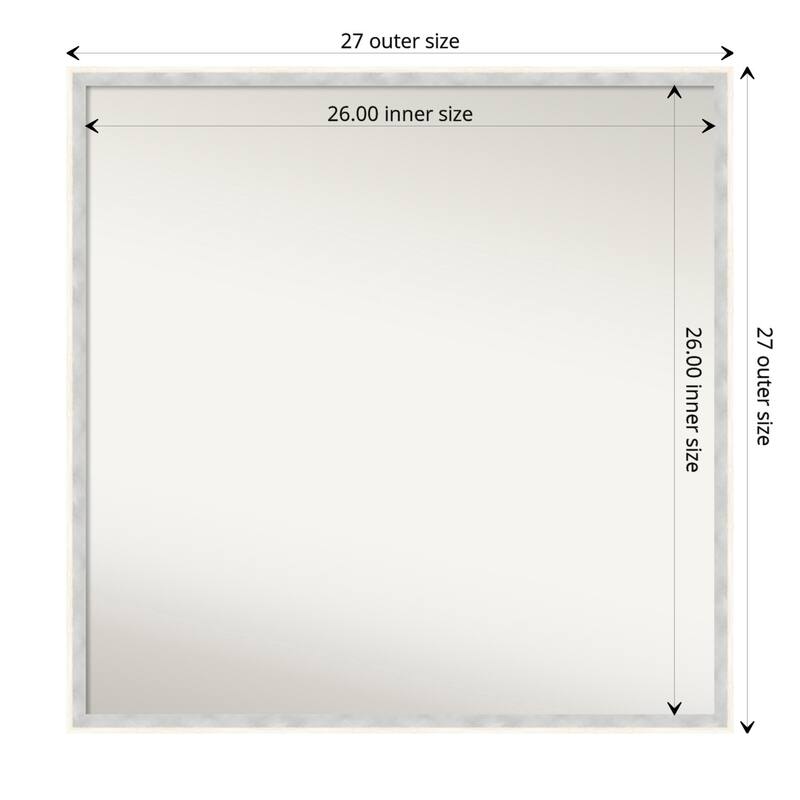 Paige Non-Beveled Wood Framed Bathroom Vanity Wall Mirror - Paige White Silver - Glass Size 26x26